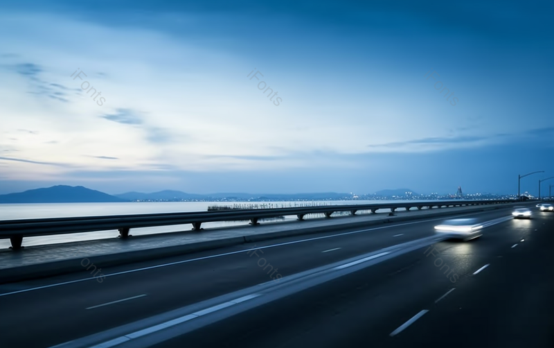 日出时分公路上疾驰的汽车蓝色系汽车广告背景,高清,摄影图,摄影图片,图片大全,摄影图免费下载